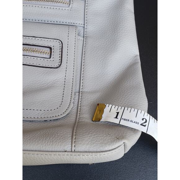 Tignanello Gray Leather Crossbody Shoulder Hand Bag Purse Several Compartments - Picture 11 of 12